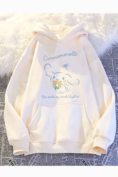 POPULUS Cinnamorol Sanrio Kawaii Unisex White Sweatshirt
