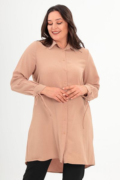 Metpoint Trend42plus Tunica bej cu guler bagheta de marime mare