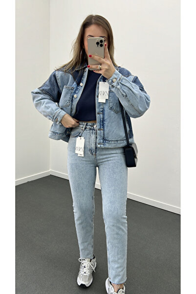 Narferita Jachetă de blugi de culoare dublă ZR