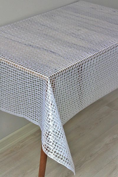 DedeEvTekstil Wicker Mesh - Wipeable Pvc Table Cloth, Transparent Coating