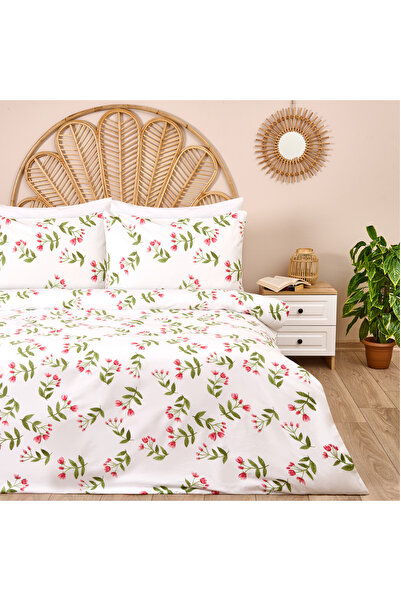 Evidea Soft Carlene Çift Kişilik Nevresim Takımı - Ekru / Yeşil