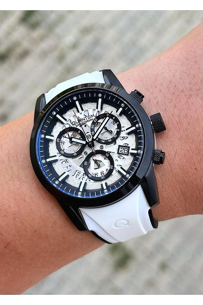 Quantum Steel Case Silicone Cord Men's Wristwatch