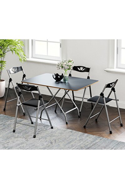 Güzelkan Katlanır Mutfak Masa ve 4 Adet Sandalye Takımı 60x90