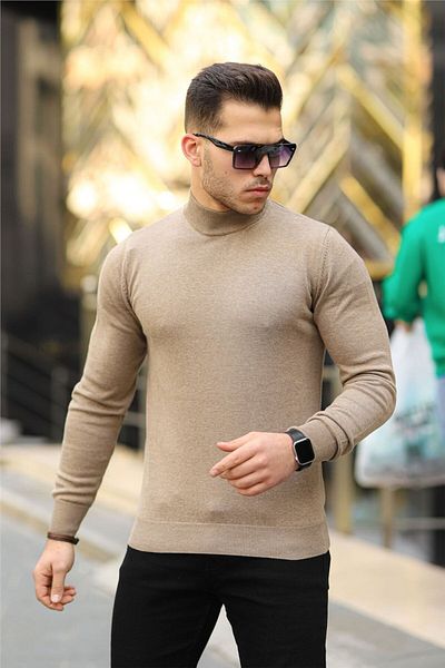 Valiberta Raglan Sleeve Half Fisherman Thin Sweater - Mink