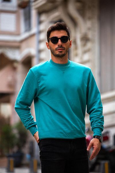 Valiberta Crew Neck Basic Sweatshirt - Blue