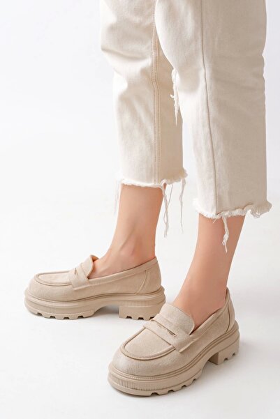 TB Terzi Bey Beige Suede Daily High-Sole Loafer Shoes