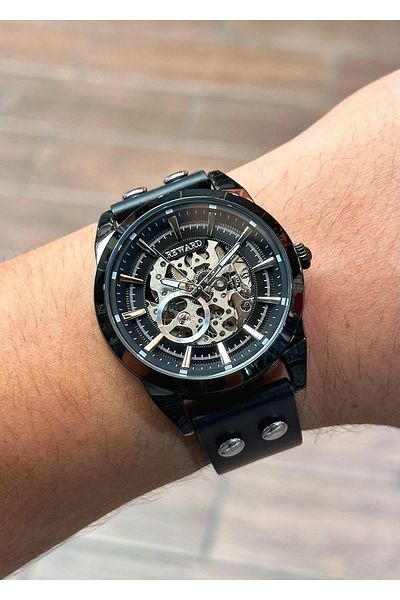 Reward Automatic Mechanism Leather Cord Men's Wrist Watch