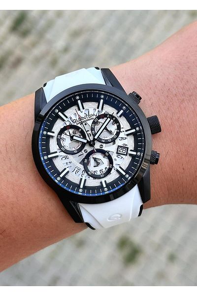 Quantum Steel Case Silicone Cord Men's Wristwatch