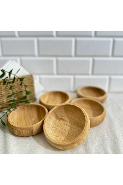 EYD Bambu Yuvarlak Çerezlik Bambu Çerez Kasesi Bambu Kase 3 Adet