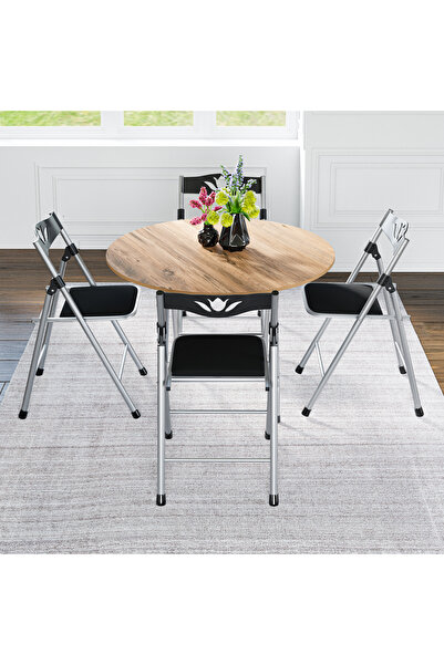 eportatif Katlanır Masa ve 4 Adet Sandalye Seti Çam 1462