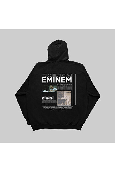 SVART WEAR Eminem - سويت شيرت أسود كبير الحجم بتصميم ألبوم مارشال ماثرز