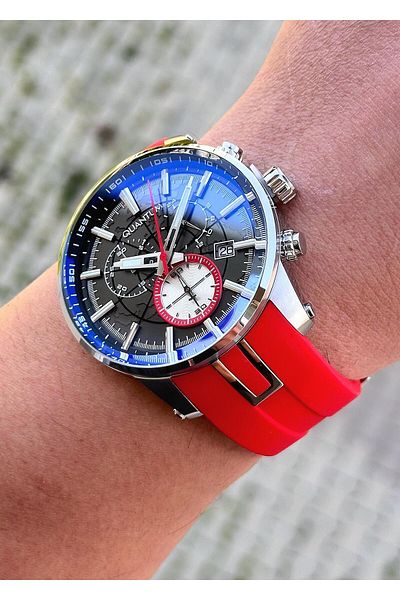 Quantum Steel Case Silicone Cord Men's Wristwatch