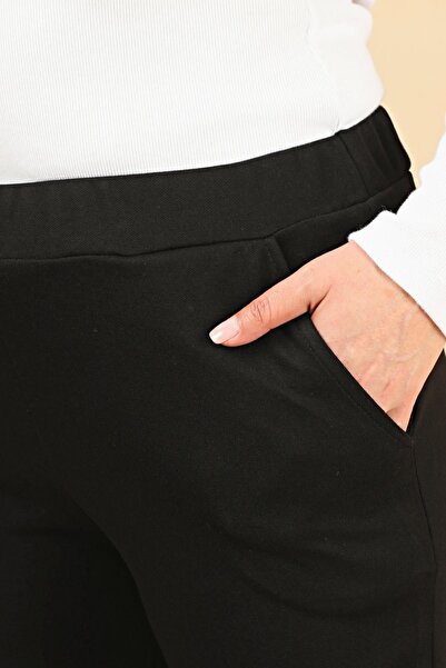 Ferace Pantaloni de damă din bumbac pieptănat cu lycra de mărime mare - talie elastică