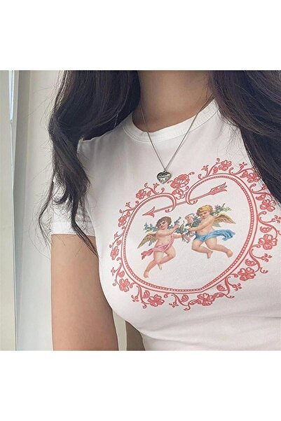 1blood White Double Angel Heart Crop