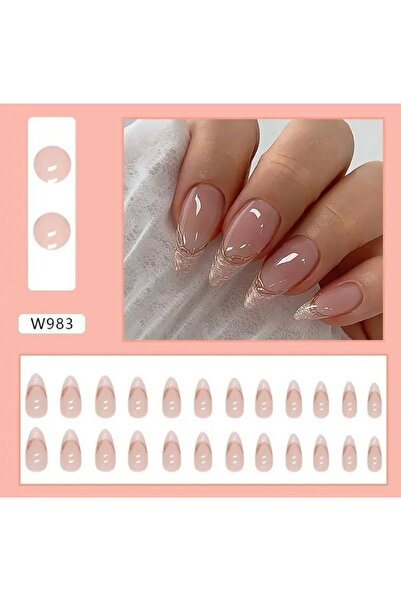 miatamer 24 adet Parlak Badem Takma Tırnak, Orta Uzunlukta