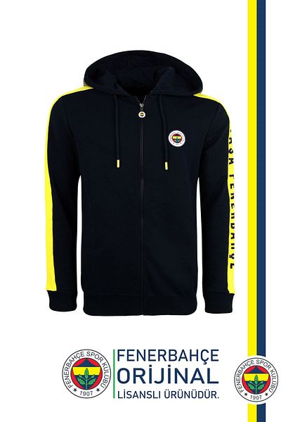 Fenerbahçe Αθλητικό φούτερ με κουκούλα με άδεια πλήρους φερμουάρ + σετ μολυβιών - Προσαρμοσμένο ξύλινο κουτί