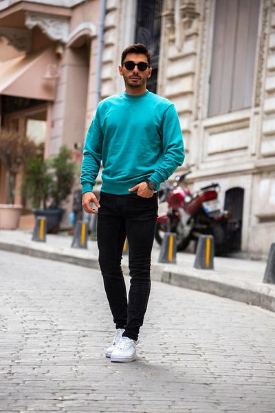Valiberta Crew Neck Basic Sweatshirt - Blue