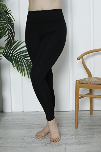 Nicoletta High Waist Recovery Women's Tights - Ribbed Polyester Black