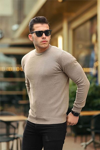 Valiberta Raglan Sleeve Crew Neck Thin Sweater - Mink