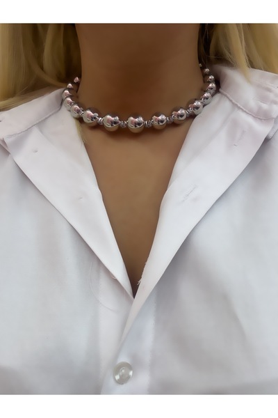 Hicrans Takı TOPÇUK DESEN KELEPÇE MODEL ÇELİK KOLYE