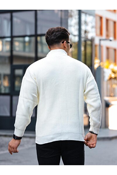 Valiberta Premium πουλόβερ με μισό φερμουάρ - Εκρού