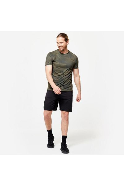 Decathlon Ανδρικό αθλητικό μπλουζάκι Domyos Khaki Crew Neck - Fitness