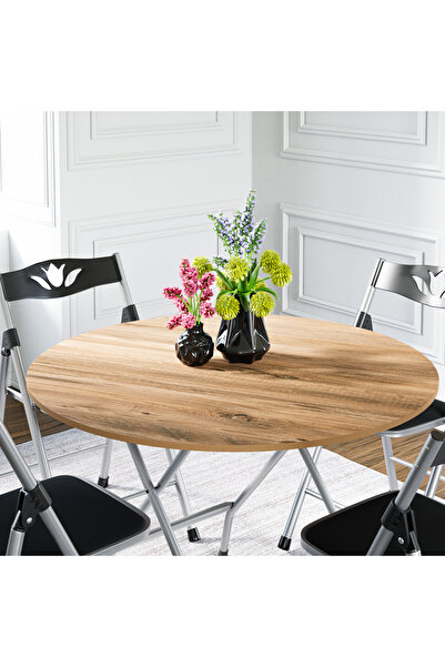 eportatif Katlanır Masa ve 4 Adet Sandalye Seti Çam 1462