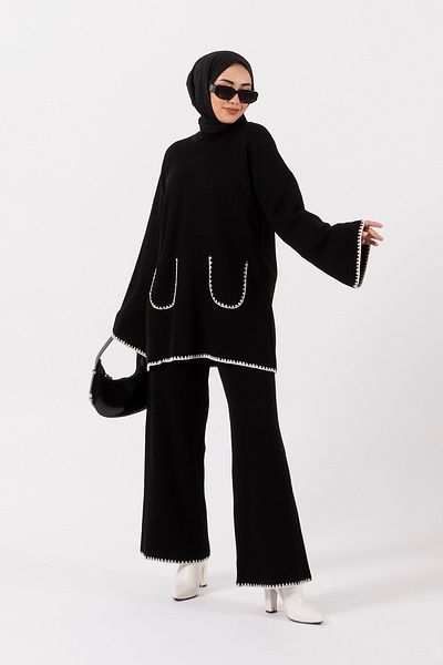 Stilife Black Lia Double Set - Pocket Detailed