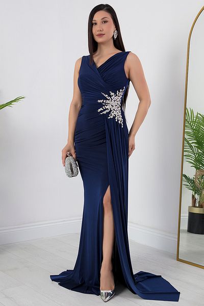 PULLIMM Rochie de seara cu fanta cu strasuri ECR5301