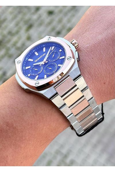 Quantum Men's Wristwatch - Steel Case and Steel Cord
