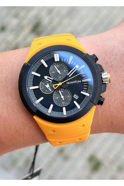 Quantum Steel Case Silicone Cord Men's Wristwatch