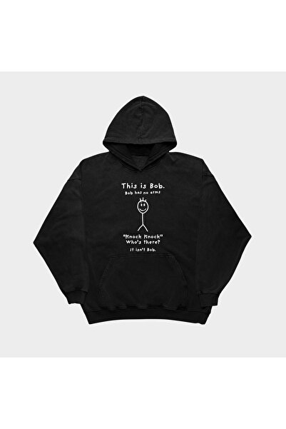 SVART WEAR Hanorac oversize negru cu design Bob are fără brațe