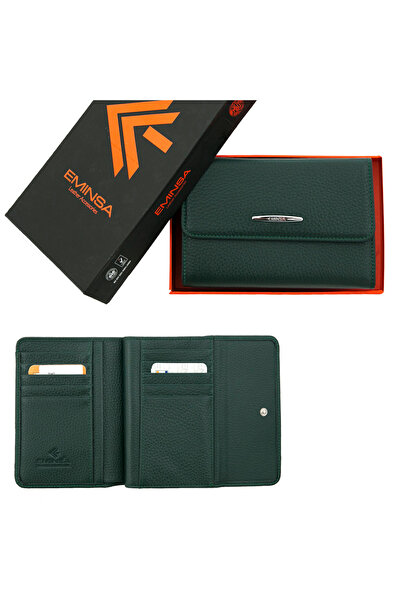 Eminsa Yeşil Hakiki Deri Kadın Cüzdan