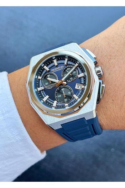 Quantum Men's Wristwatch - Steel Case and Silicone Cord