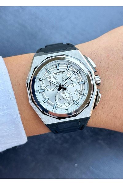 Quantum Men's Wristwatch - Steel Case and Silicone Cord