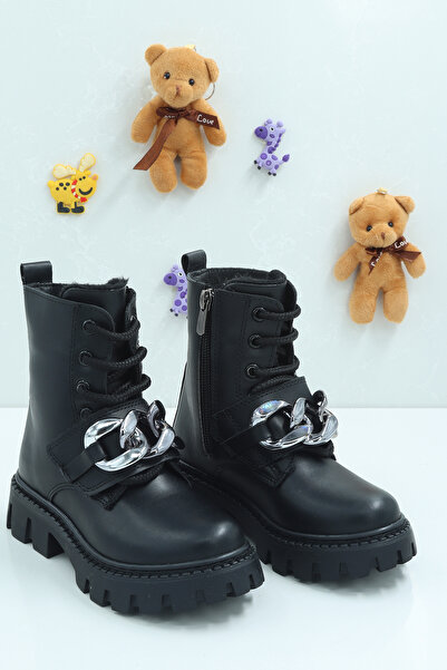 Moda Lime Unisex Sıcak Tutan Astarlı Chunky Kaymaz ve Rahat Taban Çocuk Kışlık Bot Kışlık Çocuk Bot