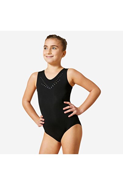 Decathlon Domyos Çocuk Siyah Kolsuz Jimnastik Mayosu