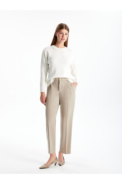 LC Waikiki Γυναικείο παντελόνι LCWAIKIKI Classic Beige Loose Fit