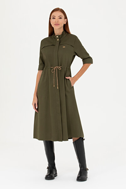 U.S. Polo Assn. Kadın Koyu Haki Dokuma Elbise 50271161-VR111