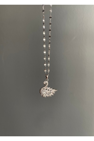 MEDJEWELRY Kuğu Kolye - Çelik | Sürpriz Küpe Hediye