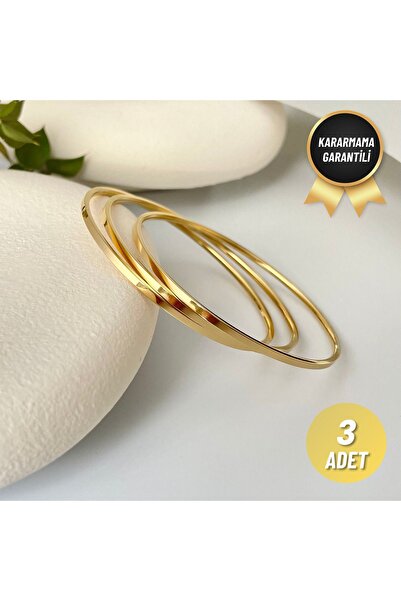 nerora Paslanmaz Çelik 3lü Ajda Bilezik Ince (kararmama Garantili)