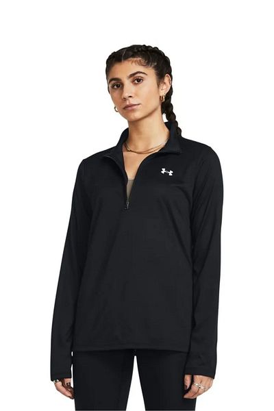 Under Armour Black-White Women's Sweatshirt - Long Sleeve, Zippered, Logo 1384224 -001