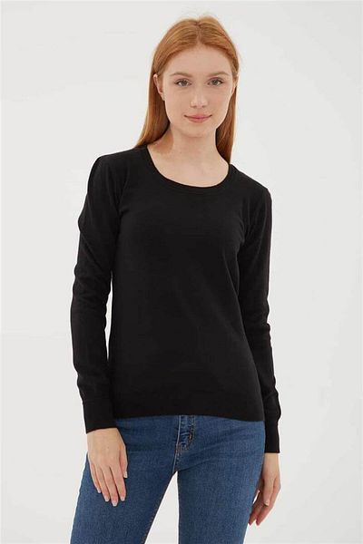 Fashion Friends U Neck Sweater Black