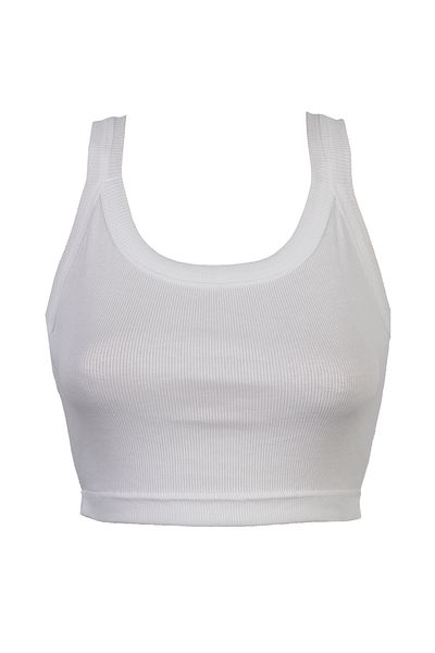 Nicoletta Tricot Crop pentru damă - Curea groasă, fără tampon, Model de bază EKRU
