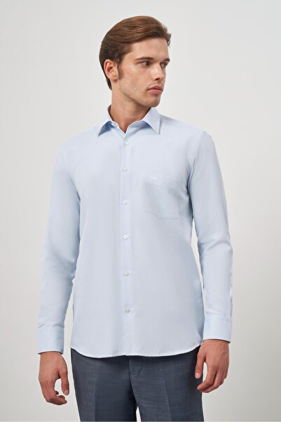 İmza Темно-синя сорочка з довгими рукавами, з візерунком, з лацканами 041, жорсткий комір, класичний крій, зручна посадка 1004245154