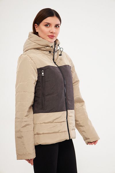Avones Women's Front Woven Fabric Puffer Coat with Zippered Hooded Stopper and Cord Detail