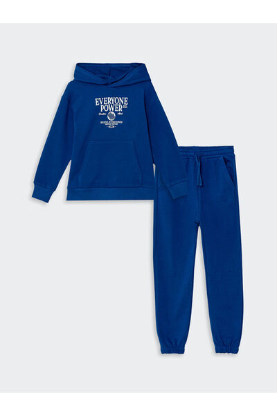 LC Waikiki Lcw Kids Light Navy Blue Hooded Boy's Tracksuit Set
