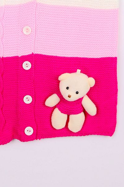 Beniizle Buttoned Girl's Knitwear Vest with Teddy Bear Detail