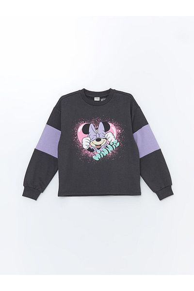 LC Waikiki Lcw Kids Anthracite Minnie Mouse Printed Girls' Thick Tracksuit Set