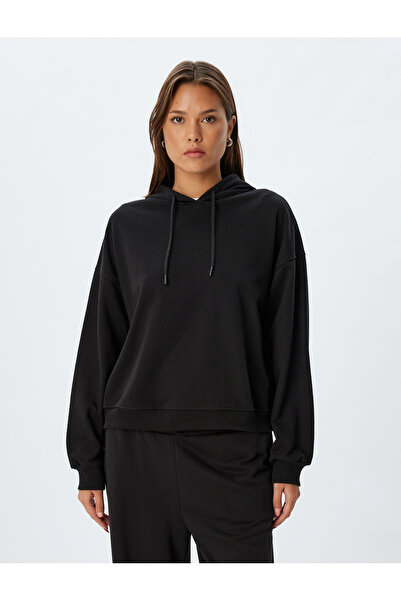 Koton Hanorac de bază cu glugă din bumbac cu trei fire cu mânecă lungă